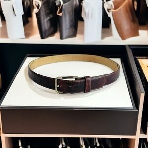 Vintage Christian Dior Burgundy Brown Aniline Leather Gold Buckle Womens Belt 32